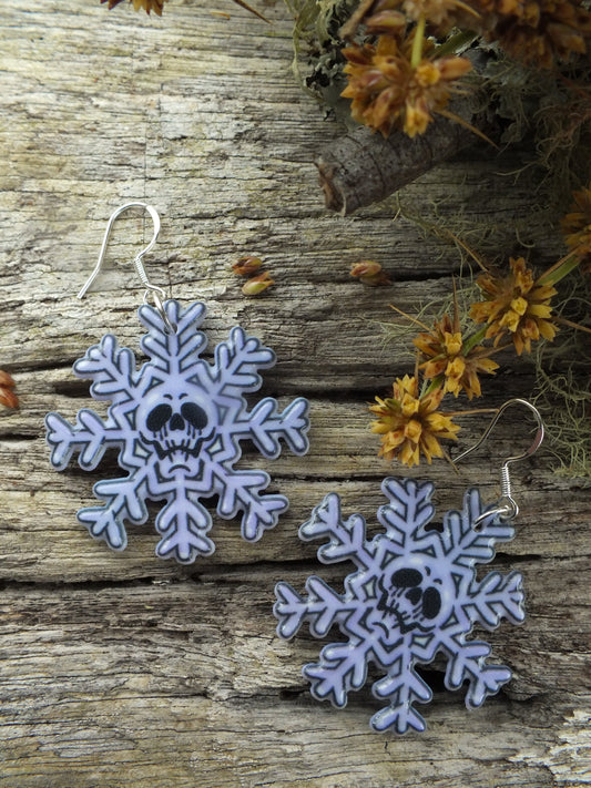 Alternative Christmas Skull Snowflake Earrings