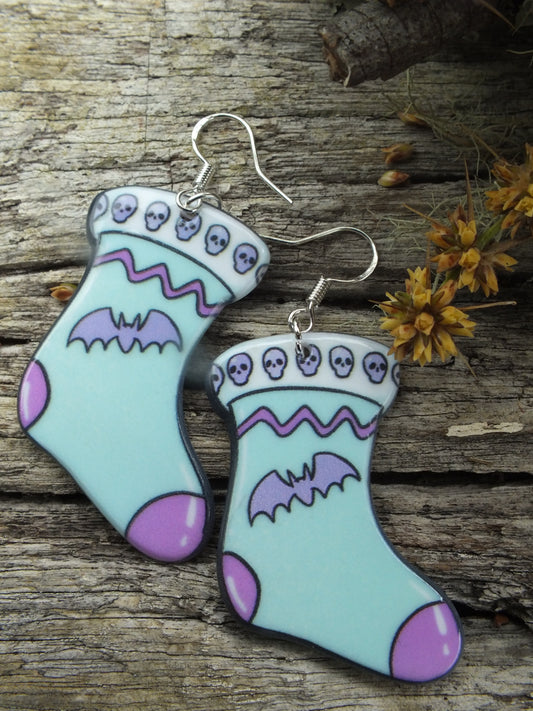 Alternative Christmas Stocking Earrings