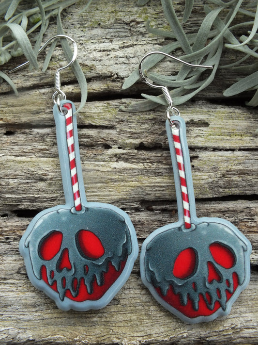 Alternative Christmas Candy Skull Apple Earrings