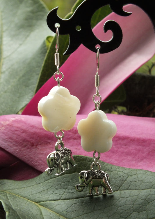 Mother Of Pearl Elephant Earrings