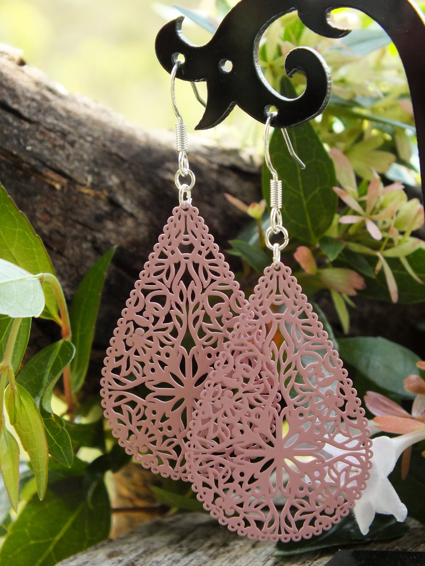 Rose Filigree Teardrop Earrings