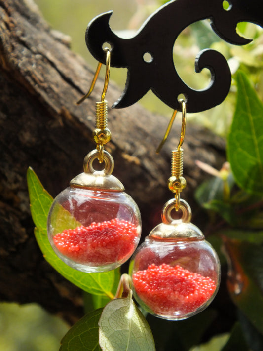 Red Bead Bauble Earrings