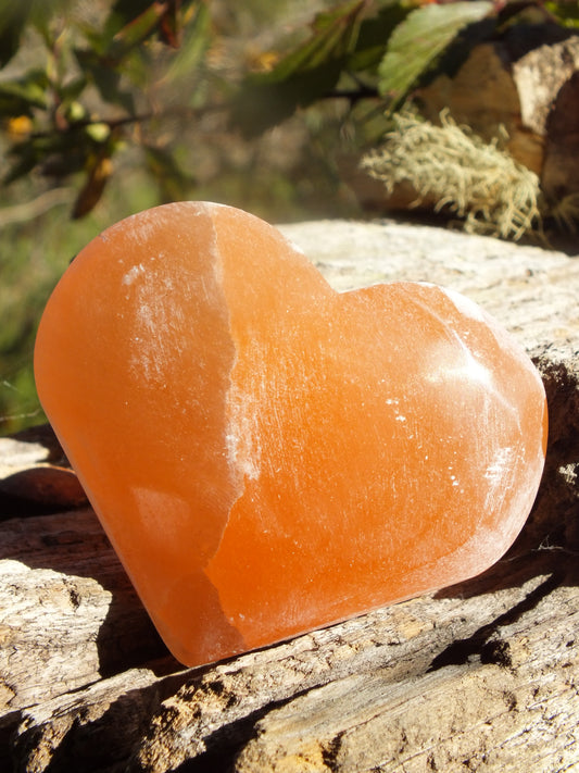 Peach Selenite Heart