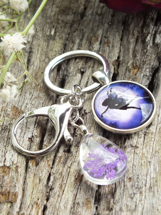 Purple Flower Fairy Keyring