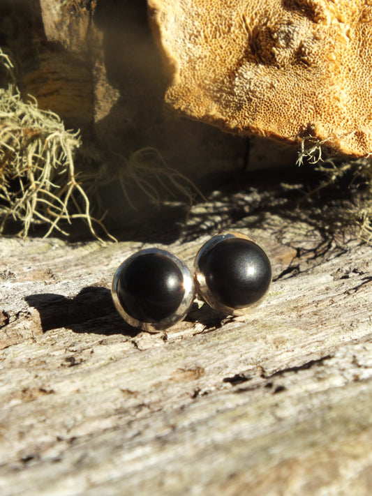 Black Onyx Sterling Silver Stud Earrings