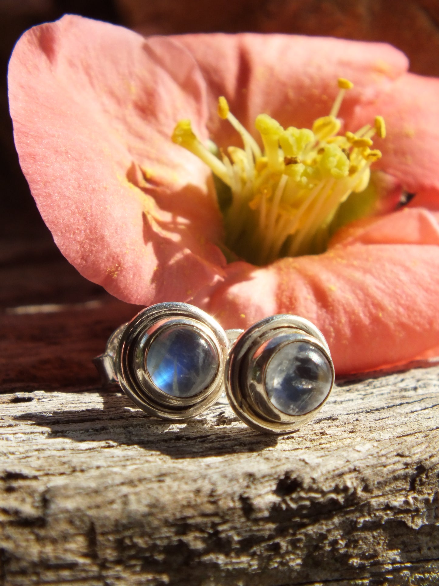 Sterling Silver Moonstone Stud Earrings