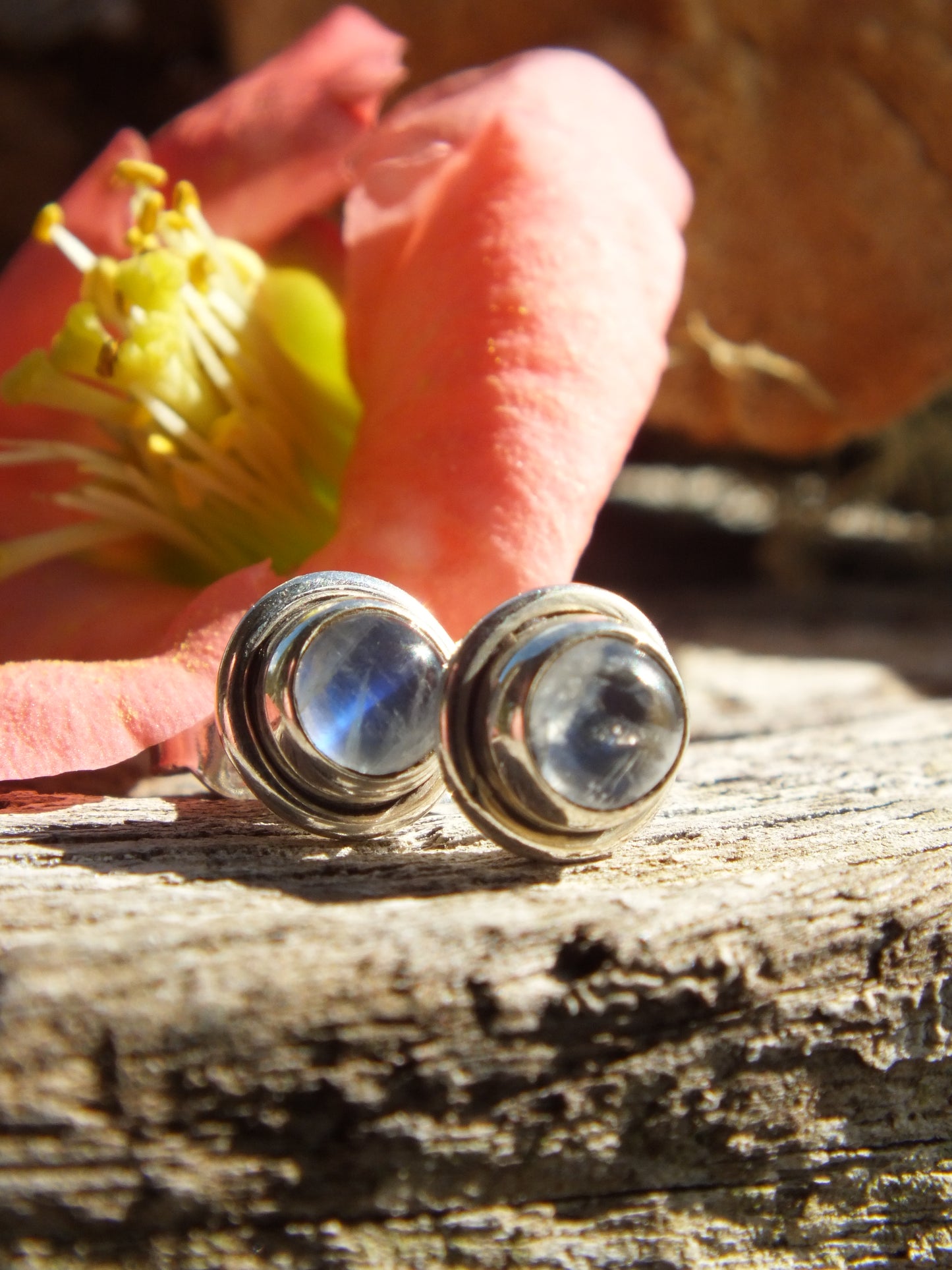 Sterling Silver Moonstone Stud Earrings