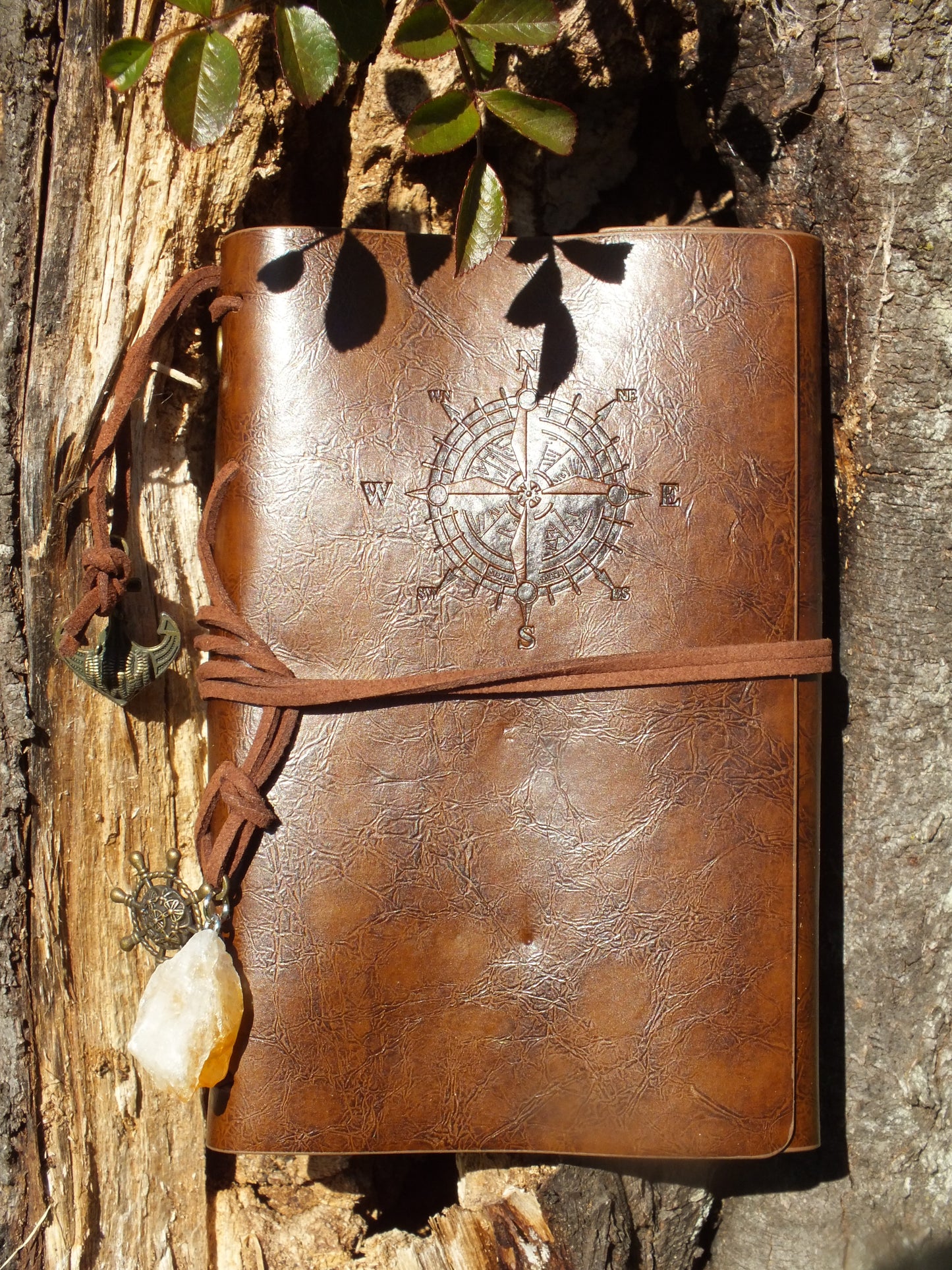 Leather Bound Notebook With Citrine