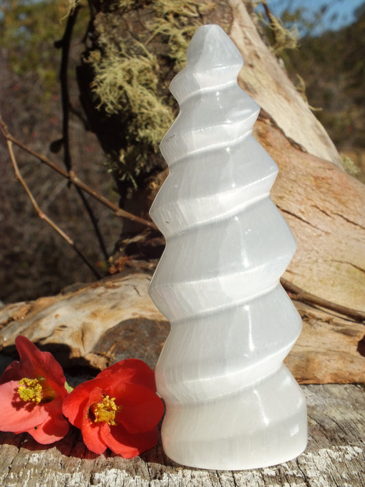 Selenite "Unicorn Horn" Spiral (Medium)