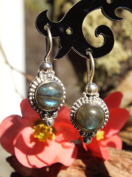Silver Labradorite Earrings