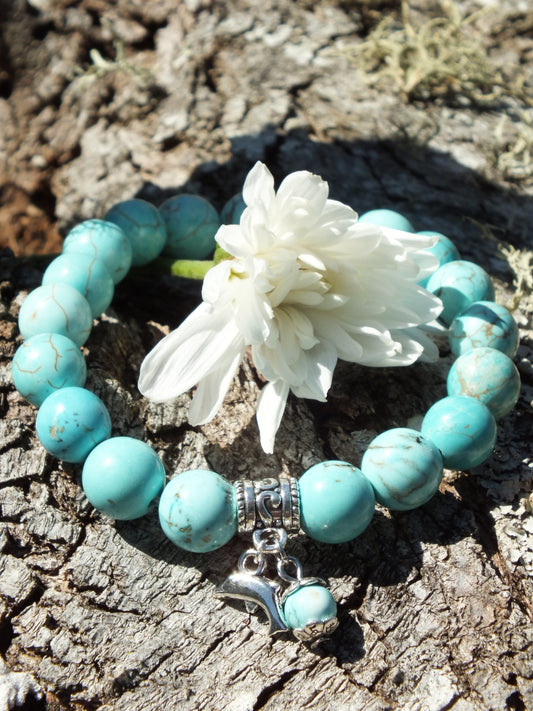 Turquoise Howlite Dolphin Charm Bracelet