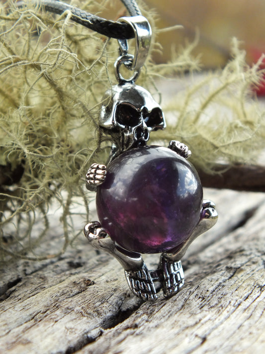 Amethyst Sphere Skeleton Necklace