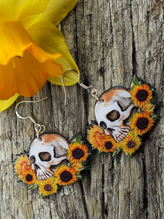 Skull & Sunflower Earrings