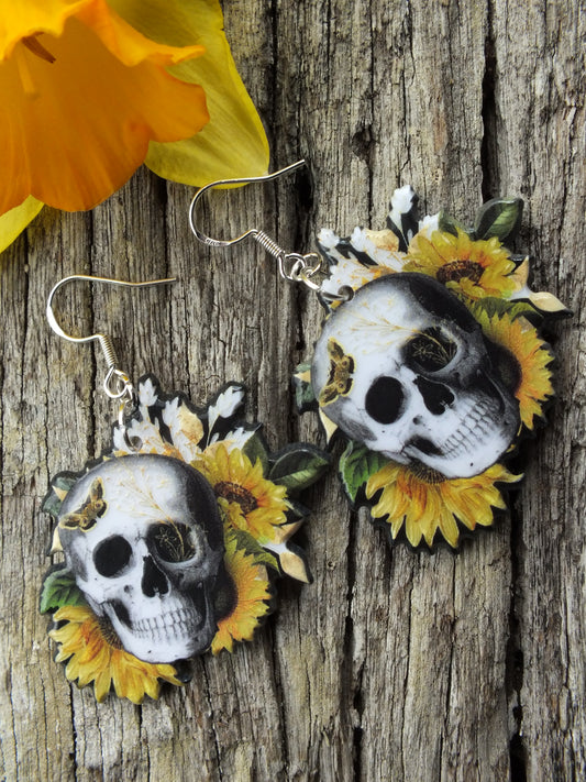 Skulls & Sunflower Earrings