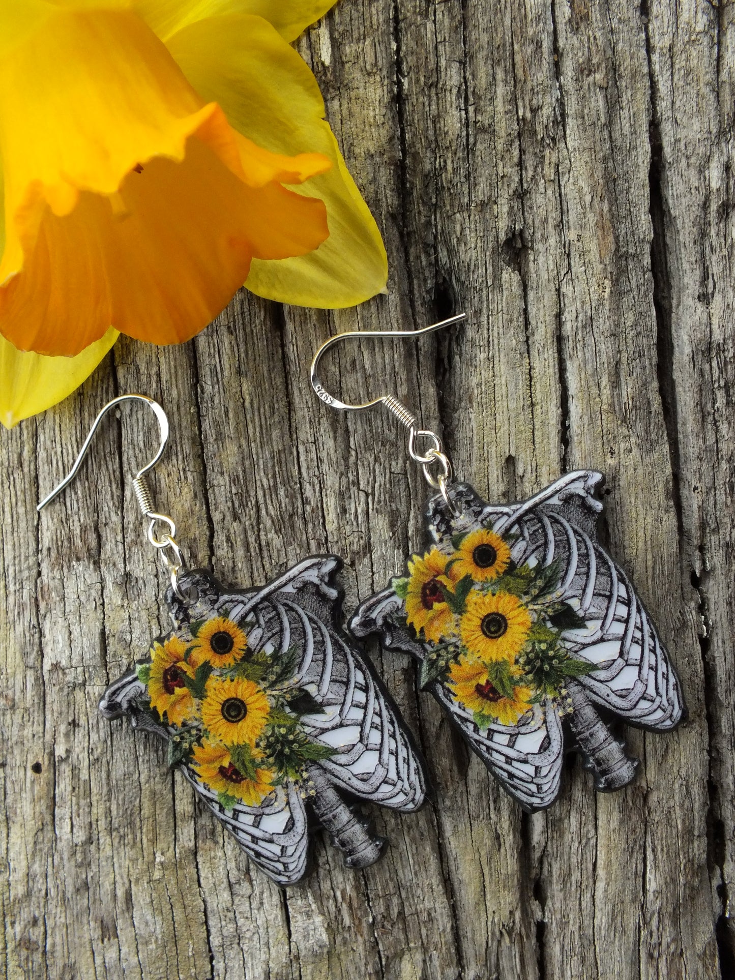 Bones & Sunflower Earrings