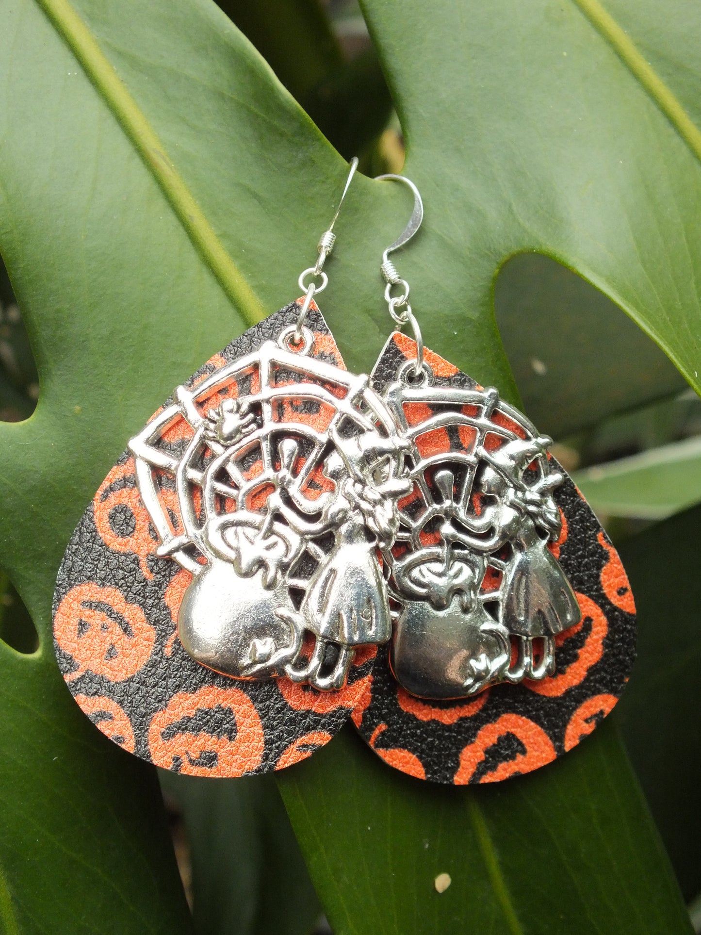 Halloween Leather Witch Earrings