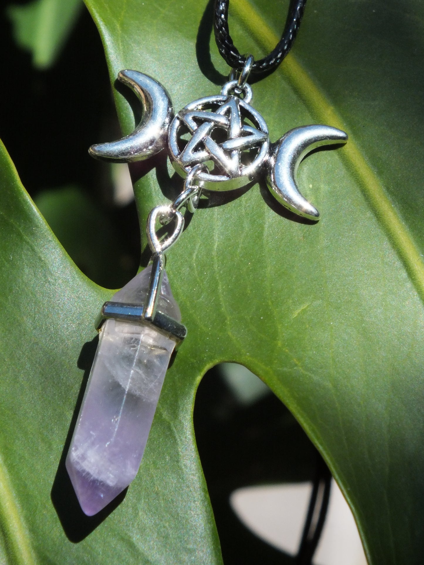 Amethyst Triple Goddess Pentacle Necklace