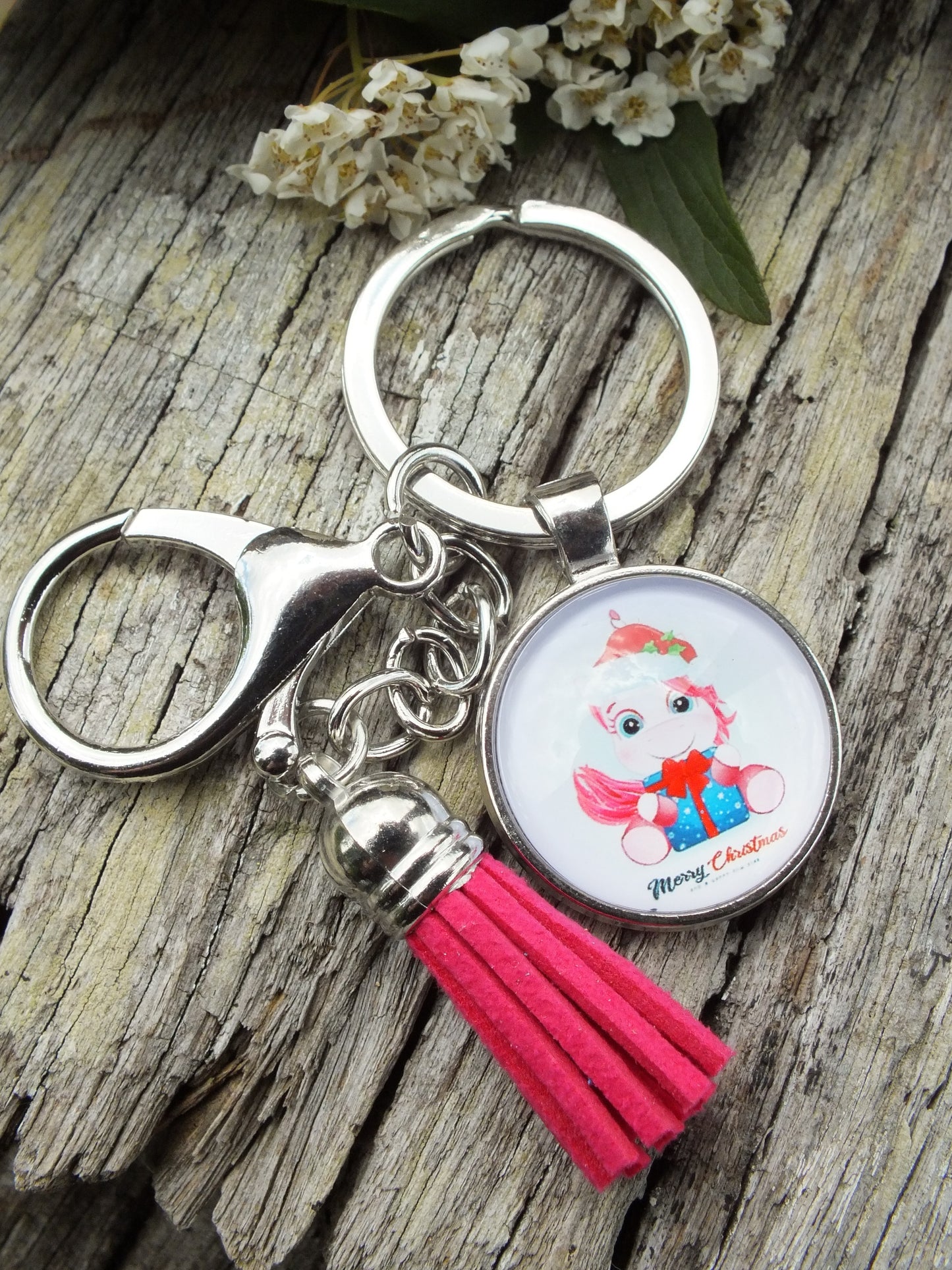 Christmas Unicorn Keyring