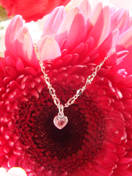 Sterling Silver & Pink Zircon Heart Anklet