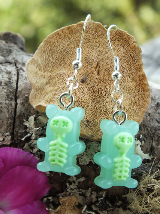 Skel-Gummy Bear Earrings - Green