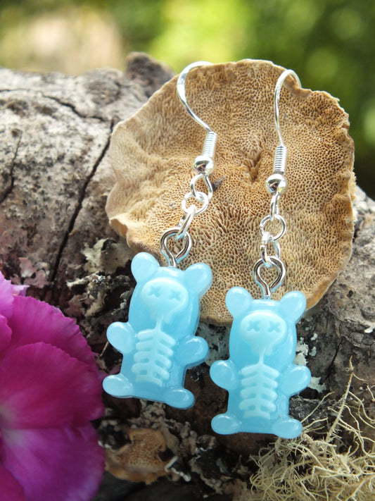 Skel-Gummy Bear Earrings - Blue