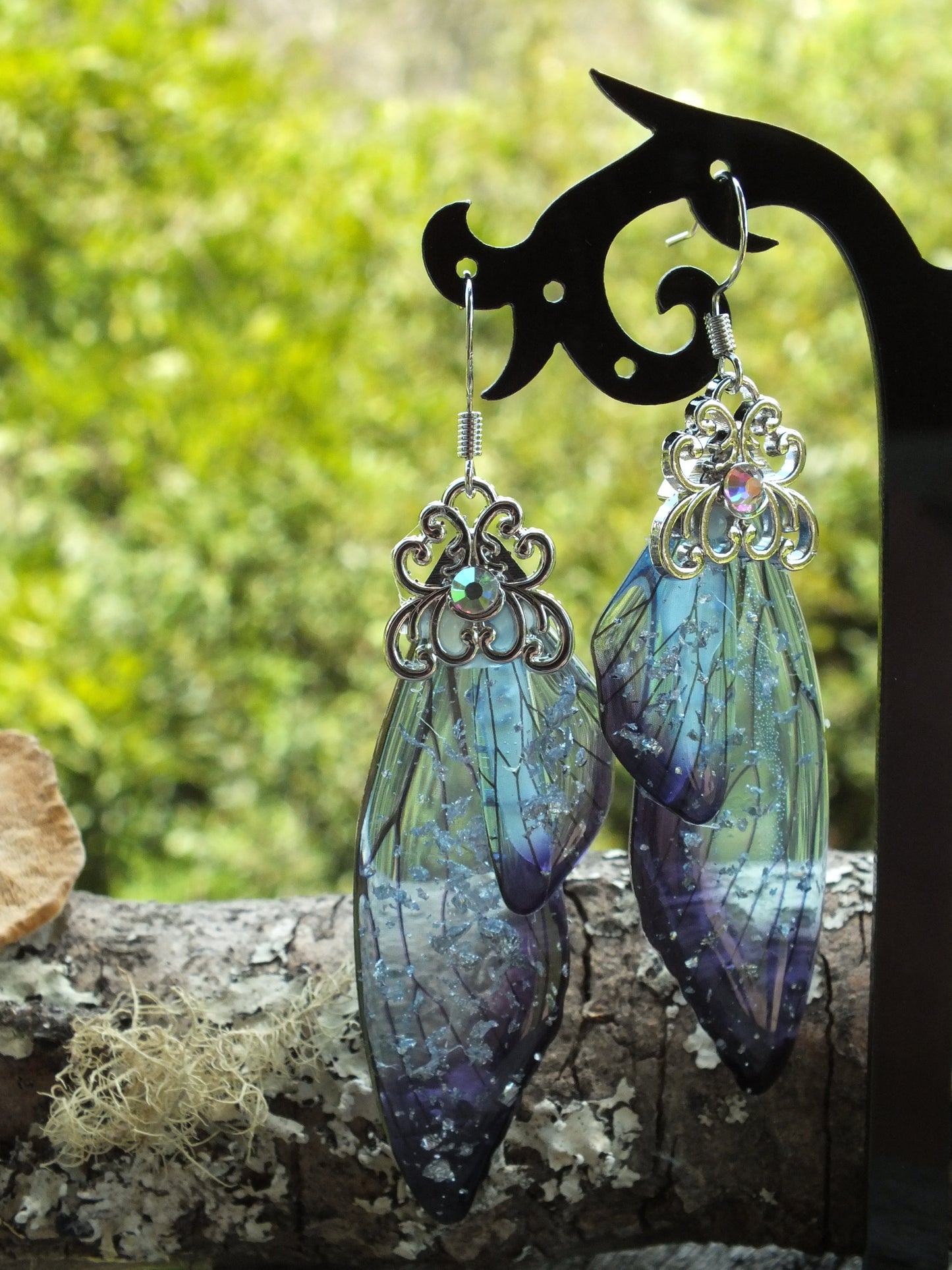 Blue Fairy Wing Earrings