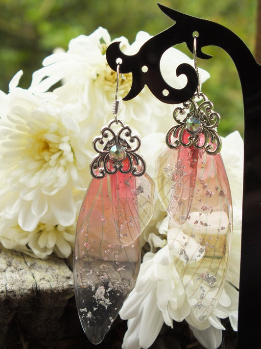 Peach Fairy Wing Earrings
