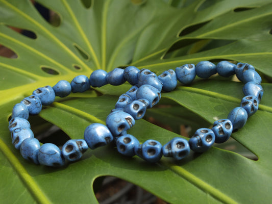 Blue Howlite Skull Bracelet