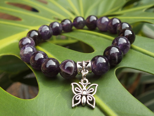 Dark Amethyst Butterfly Bracelet