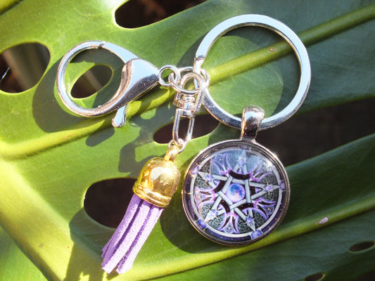 Purple Pentacle Tassel Keyring