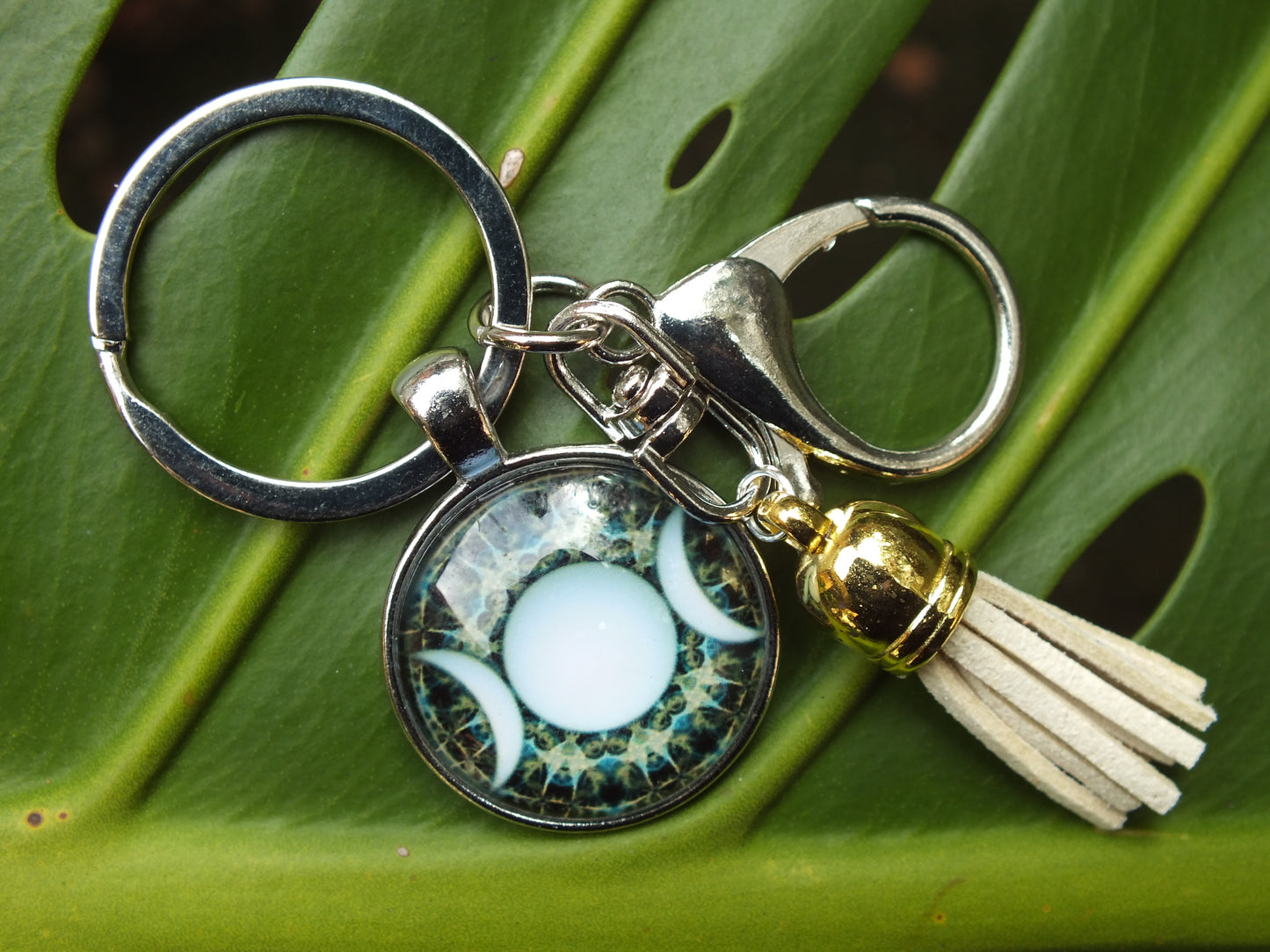 Triple Moon Tassel Keyring