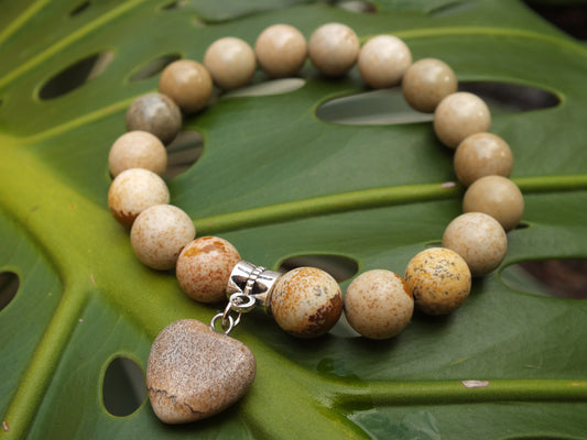 Picture Jasper Stone Heart Bracelet