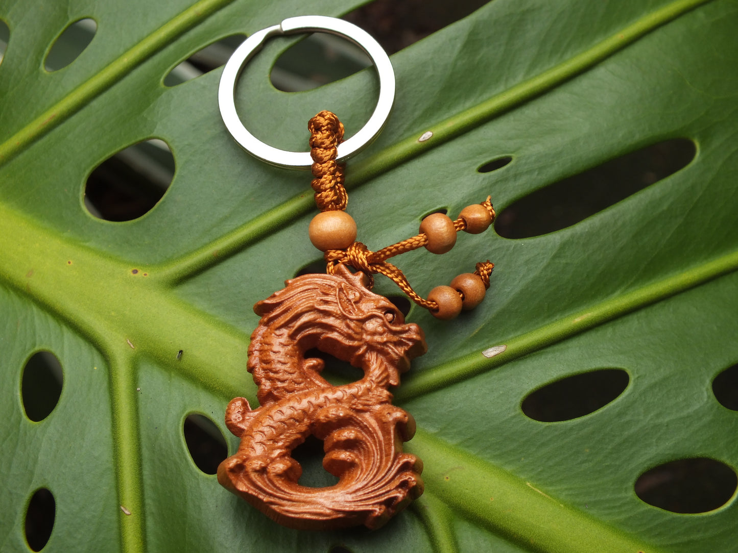 Carved Wooden Dragon Keyring