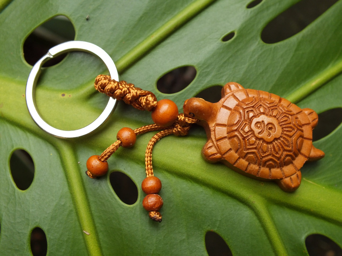 Carved Wooden Turtle Keyring