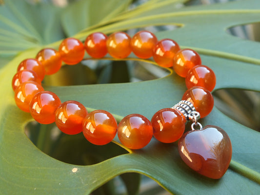 Carnelian Stone Heart Bracelet