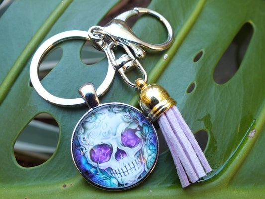 Purple Skull Tassel Keyring