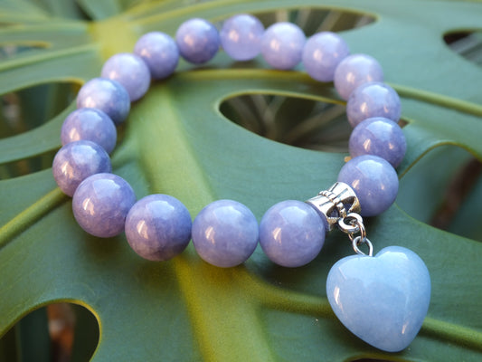 Purple Angelite with Agate Stone Heart Bracelet