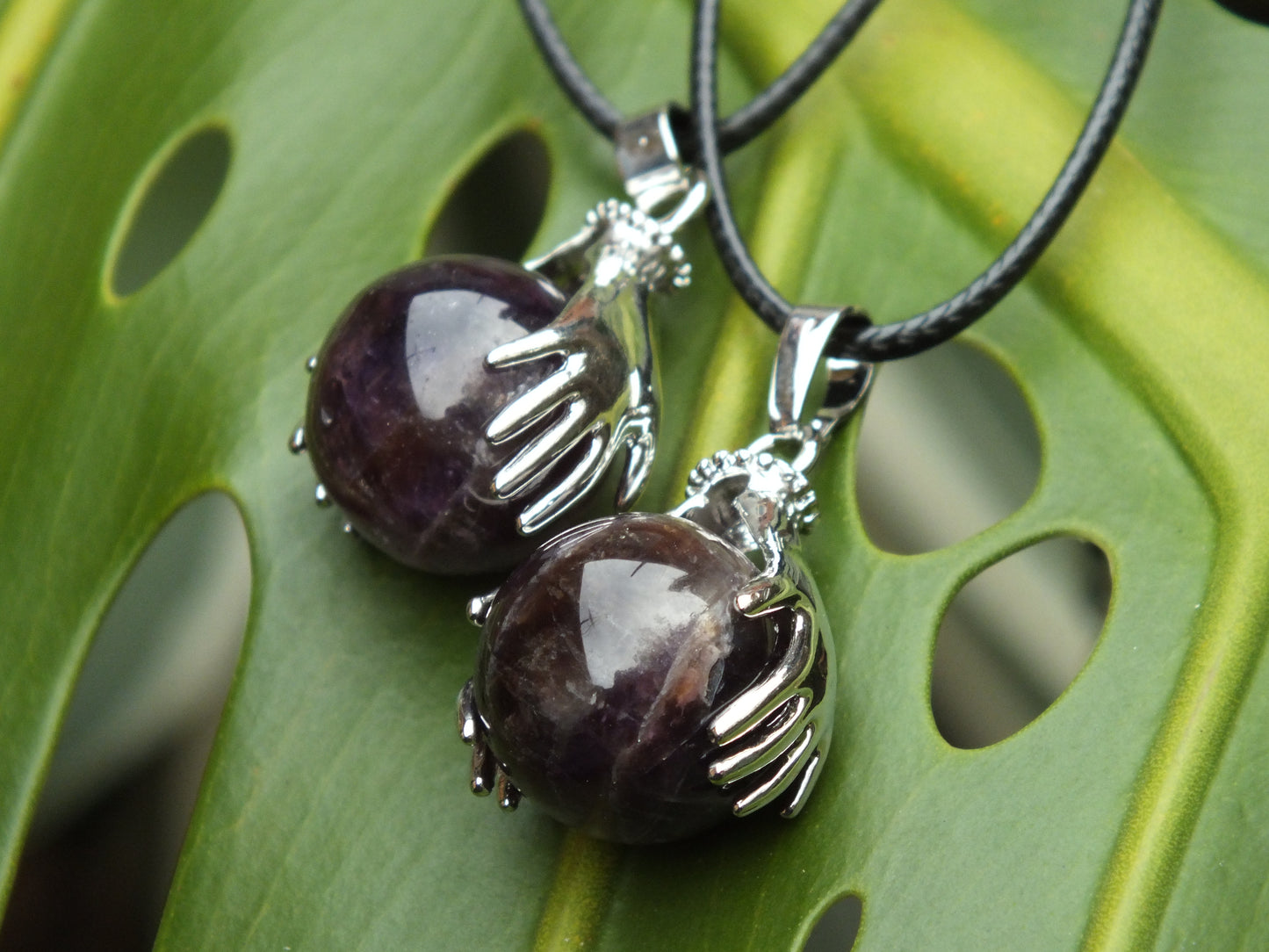 Amethyst Crystal Ball Necklace